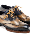 Paul Parkman Goodyear Welted Men's Wingtip Oxfords Camel & Navy (ID
