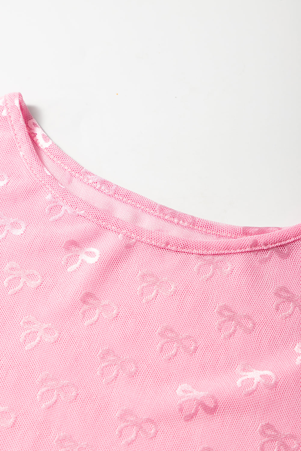 Black Bow Pattern Long Sleeve Slim Fit Mesh Top - Toi ‘n’ Moi Ltd