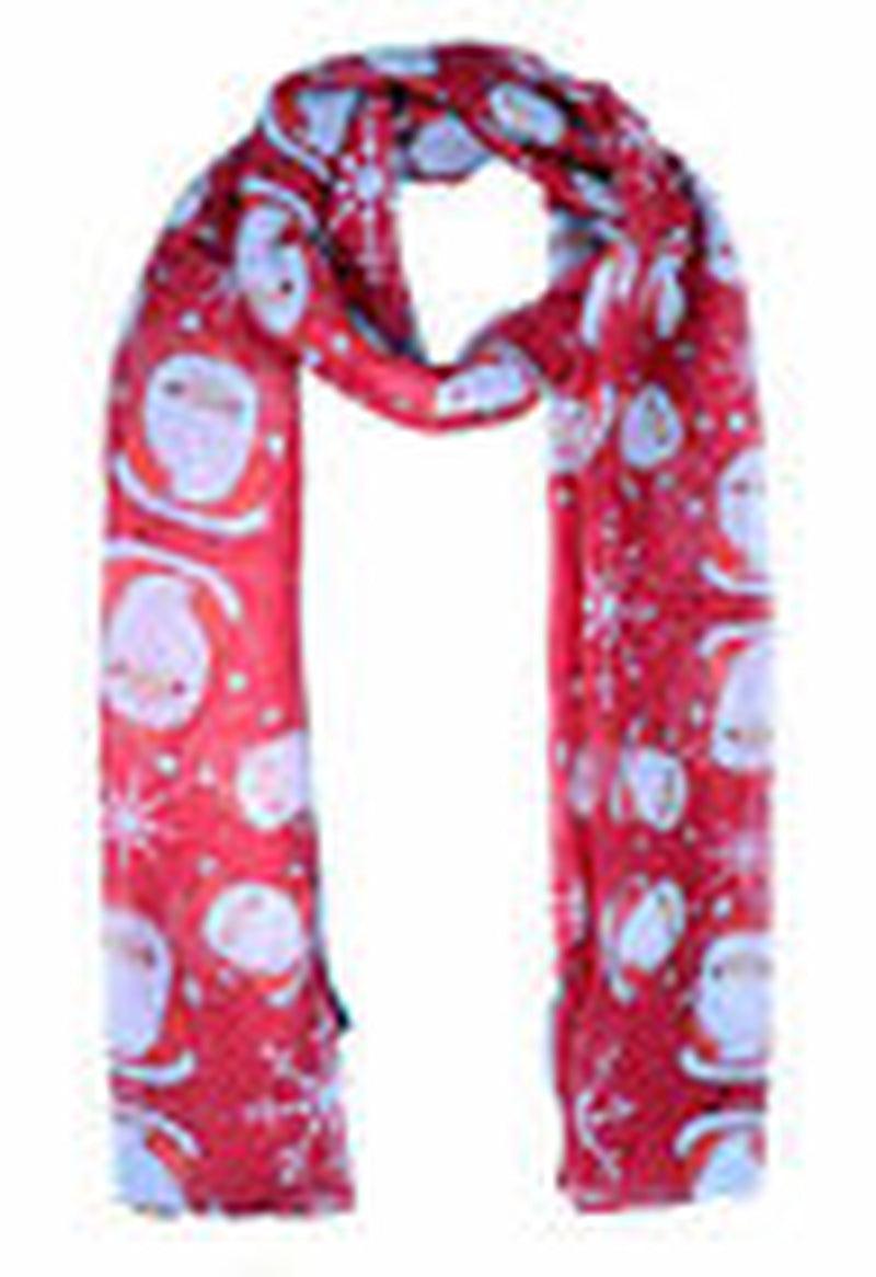 Womens Ladies Christmas Festive Scarf Santa Claus Snowman Print Winter Gifts UK - Toi ‘n’ Moi Ltd