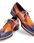 Paul Parkman Norwegian Welted Wingtip Men's Dress Shoes Blue & Camel (ID