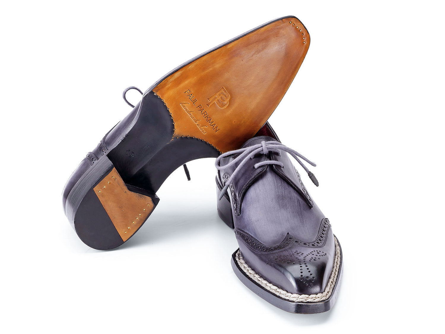 Paul Parkman Norwegian Welted Wingtip Derby Shoes Gray (ID