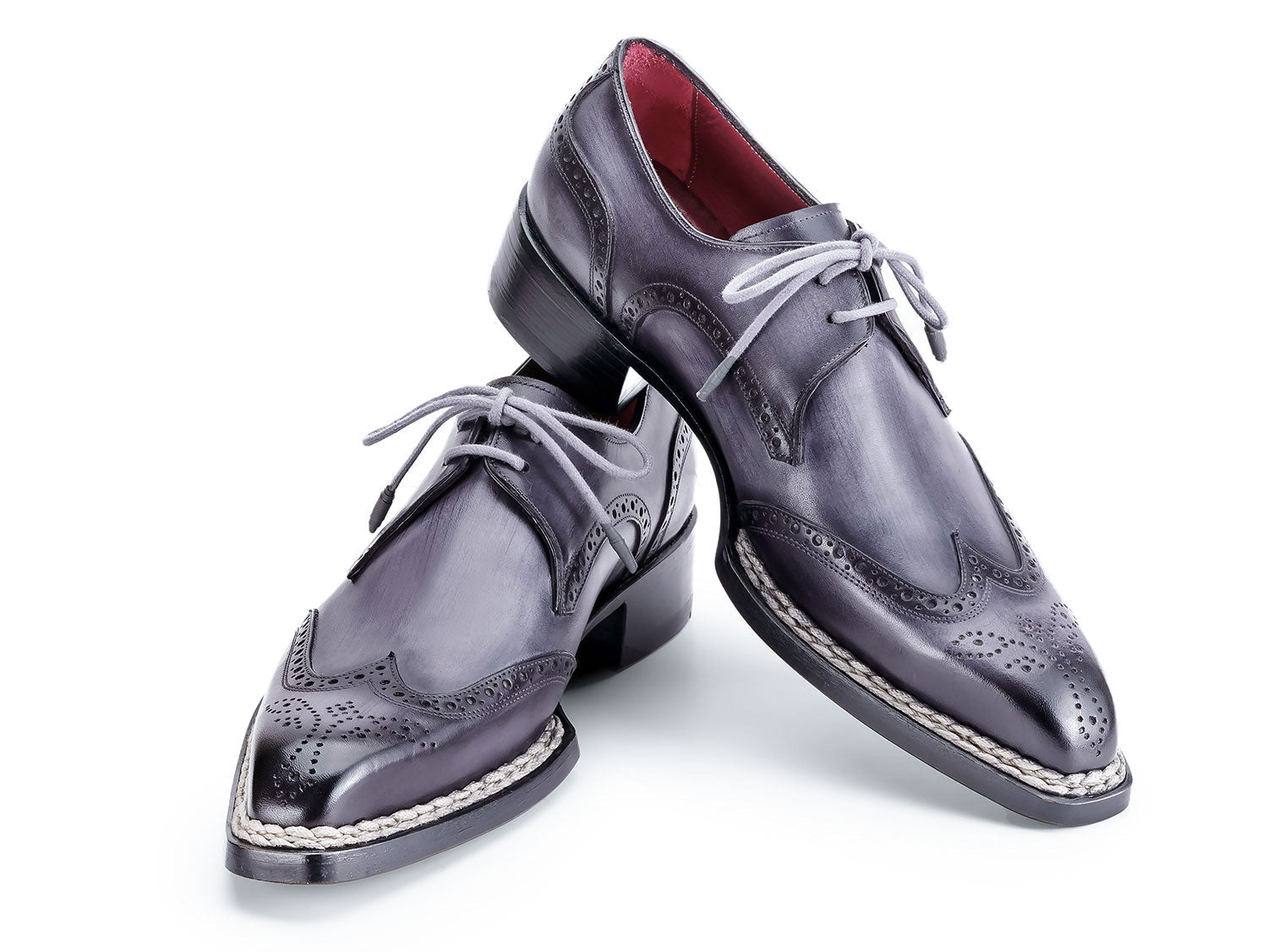 Paul Parkman Norwegian Welted Wingtip Derby Shoes Gray (ID