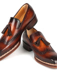 Paul Parkman Norwegian Welted Tassel Loafers Brown Burnished (ID