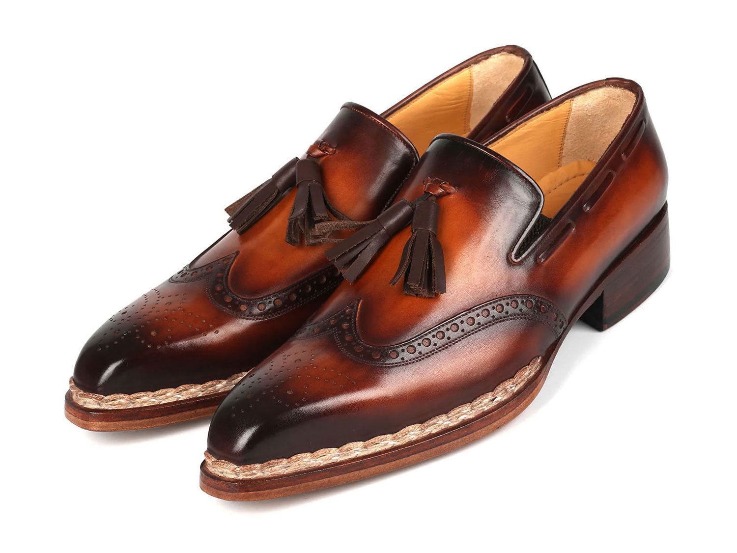 Paul Parkman Norwegian Welted Tassel Loafers Brown Burnished (ID