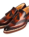 Paul Parkman Norwegian Welted Tassel Loafers Brown Burnished (ID