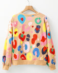 Sweat-shirt à épaules tombantes imprimé léopard multicolore kaki