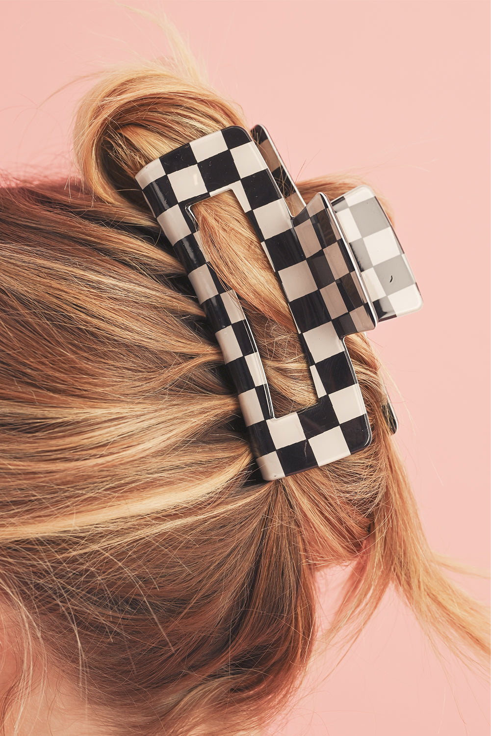 Black Checkered Print Hollow Out Hair Clip - Toi ‘n’ Moi Ltd