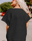 Black Textured Loose Fit T Shirt and Drawstring Pants Set - Toi ‘n’ Moi Ltd