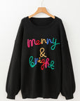 Black Tinsel Merry & Bright Round Neck Plus Size Sweater - Toi ‘n’ Moi Ltd