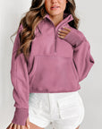Sweat-shirt à col montant avec fermeture éclair et doublure polaire Phalaenopsis