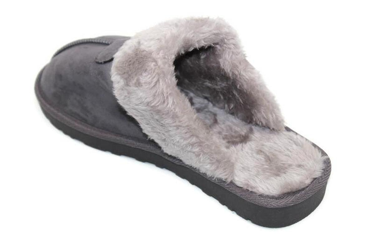 WOMENS LADIES FAUX FUR LINED SLIP on COMFY WARM WINTER SLIPPERS MULES SHOES SIZE - Toi ‘n’ Moi Ltd