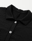 Black Plain Half Button Collared Pocket Loose Romper - Toi ‘n’ Moi Ltd