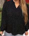 Black Plus Size Leopard Print Notch V Neck Blouse - Toi ‘n’ Moi Ltd