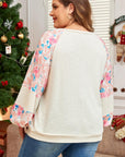 Apricot Plus Size Floral Patchwork Ribbed Puff Sleeve Top - Toi ‘n’ Moi Ltd