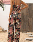 Black Boho Belted Sleeveless Wide Leg Jumpsuit - Toi ‘n’ Moi Ltd
