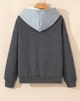 Sweat à capuche gris texturé à blocs de couleurs avec poche kangourou et épaules tombantes