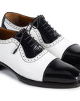 Paul Parkman Men's Goodyear Welted Cap Toe Oxfords Black & White (ID