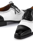 Paul Parkman Men's Goodyear Welted Cap Toe Oxfords Black & White (ID