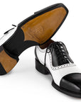 Paul Parkman Men's Goodyear Welted Cap Toe Oxfords Black & White (ID