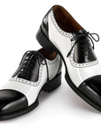 Paul Parkman Men's Goodyear Welted Cap Toe Oxfords Black & White (ID