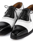 Paul Parkman Men's Goodyear Welted Cap Toe Oxfords Black & White (ID