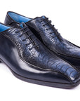 Paul Parkman Navy Genuine Ostrich Leg Bicycle Toe Oxfords (ID
