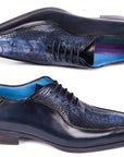 Paul Parkman Navy Genuine Ostrich Leg Bicycle Toe Oxfords (ID