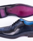 Paul Parkman Navy Genuine Ostrich Leg Bicycle Toe Oxfords (ID