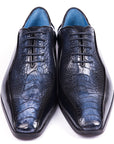 Paul Parkman Navy Genuine Ostrich Leg Bicycle Toe Oxfords (ID