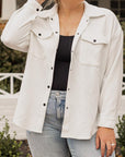Beige Plus Size Textured Flap Pockets Jacket - Toi ‘n’ Moi Ltd