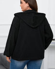 Black Plus Size Bishop Sleeve Zip Up Hooded Jacket - Toi ‘n’ Moi Ltd
