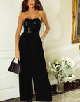 Black Sequin Tube Top Wide Leg Jumpsuit - Toi ‘n’ Moi Ltd