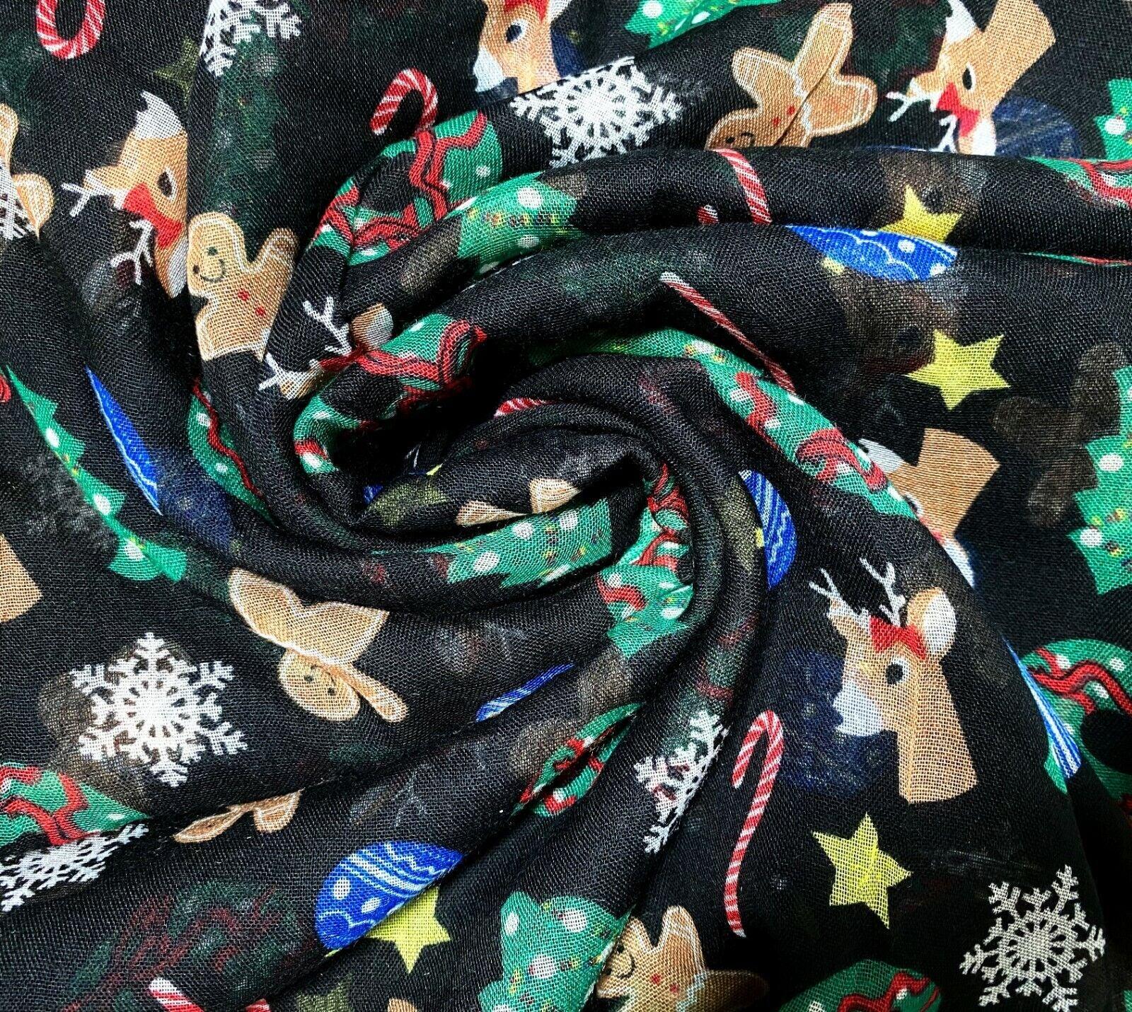 Womens Ladies Christmas Festive Scarf Santa Claus Snowman Print Winter Gifts UK - Toi ‘n’ Moi Ltd