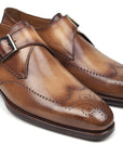 Paul Parkman Wingtip Single Monkstraps Brown & Camel (ID