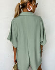 Black Plain Half Button Collared Pocket Loose Romper - Toi ‘n’ Moi Ltd