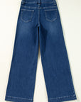 Jean taille haute à jambes larges et poches bleu marine
