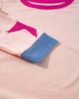 Sweat-shirt oversize à coutures apparentes et patchwork d'étoiles rose clair
