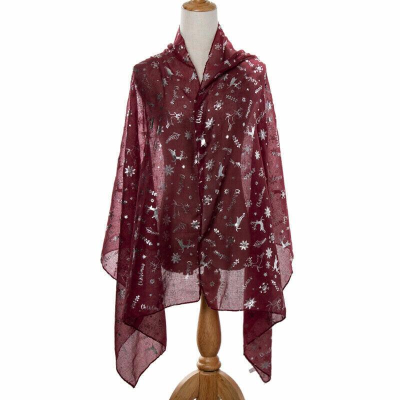 Womens Ladies Christmas Festive Scarf Santa Claus Snowman Print Winter Gifts UK - Toi ‘n’ Moi Ltd