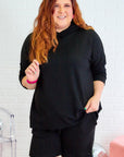 Black Textured Hoodie and Shorts Plus Size Two Piece Set - Toi ‘n’ Moi Ltd
