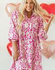 Mini-robe babydoll ample à imprimé léopard rose