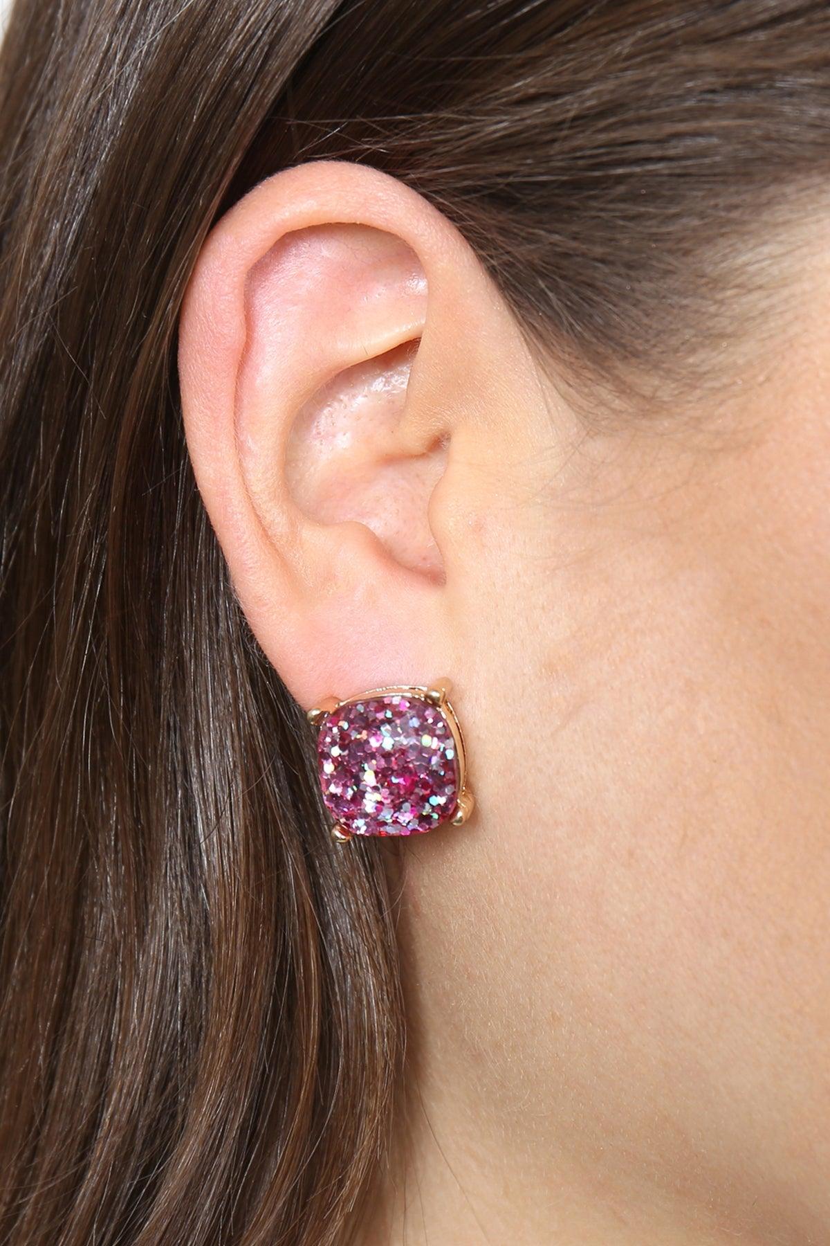 Ae0333-Glitter Epoxy Stud Earrings - Toi ‘n’ Moi Ltd