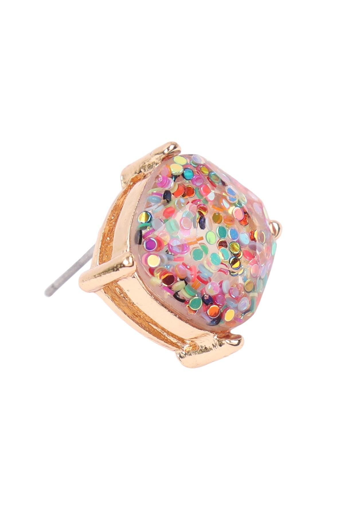 Ae0333-Glitter Epoxy Stud Earrings - Toi ‘n’ Moi Ltd