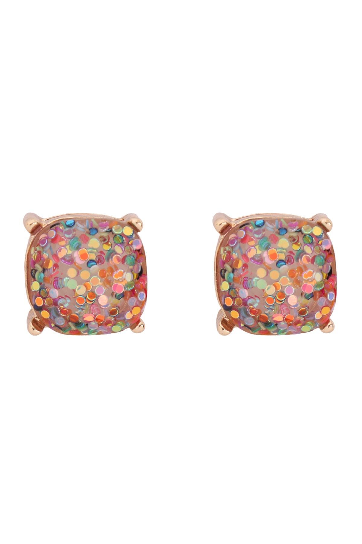 Ae0333-Glitter Epoxy Stud Earrings - Toi ‘n’ Moi Ltd