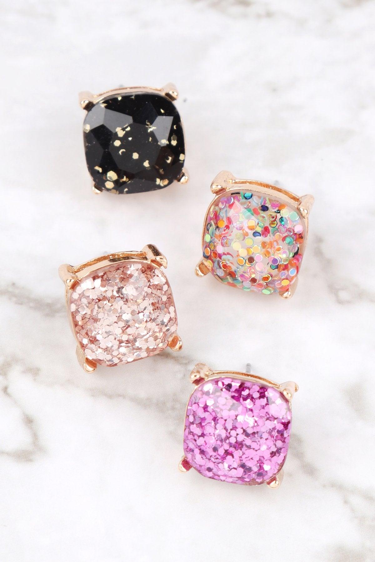 Ae0333-Glitter Epoxy Stud Earrings - Toi ‘n’ Moi Ltd