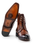 Paul Parkman Men's Brown Burnished Leather Lace-Up Boots (ID