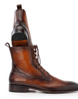 Paul Parkman Men's Brown Burnished Leather Lace-Up Boots (ID