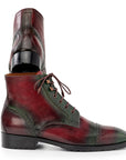 Paul Parkman Men's Green & Brown Hand-Painted Cap Toe Boots (ID