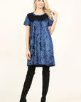 Short Sleeve Crushed Velvet Tunic Dress