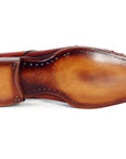 Paul Parkman Men's Tobacco Color Genuine Ostrich Leather Upper Derby Shoes (ID