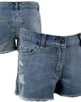 Girls Distressed Ripped Denim Shorts-0